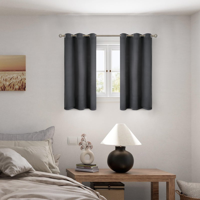 BGment Short 100% Blackout Curtains for Bedroom, Thermal Insulated Energy Efficiency Noise Reducing Grommet Curtains 54 Inch Length with Liner for Small Window 2 Panels Each 42 Inch Wide, Dark Grey - Image 2